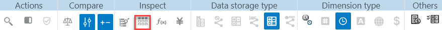Image of the Display selected columns in the table icon in the Inspect group in the outline toolbar. Image of the Display selected columns in the table icon in the Inspect group in the outline toolbar.