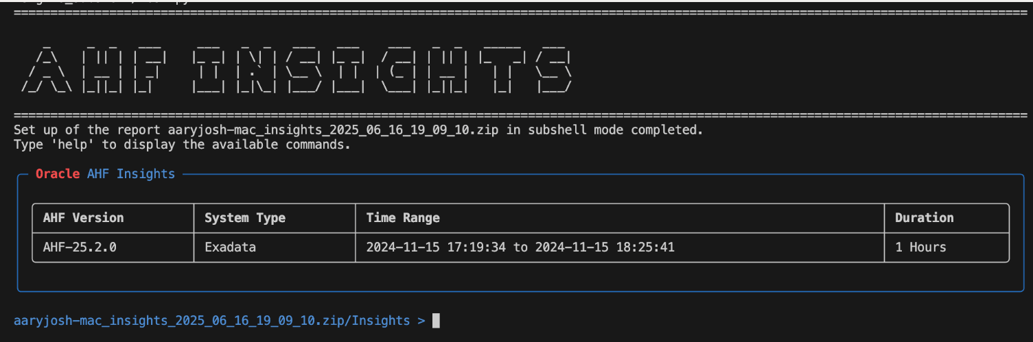 This image illustrates AHF Insights interactive subshell