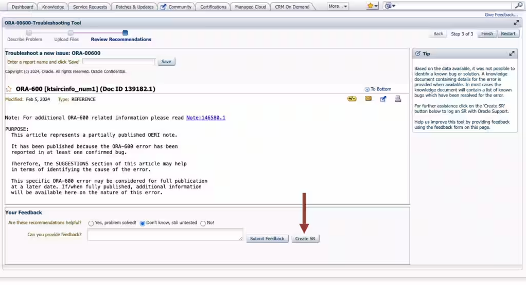 This image illustrates Create SR option