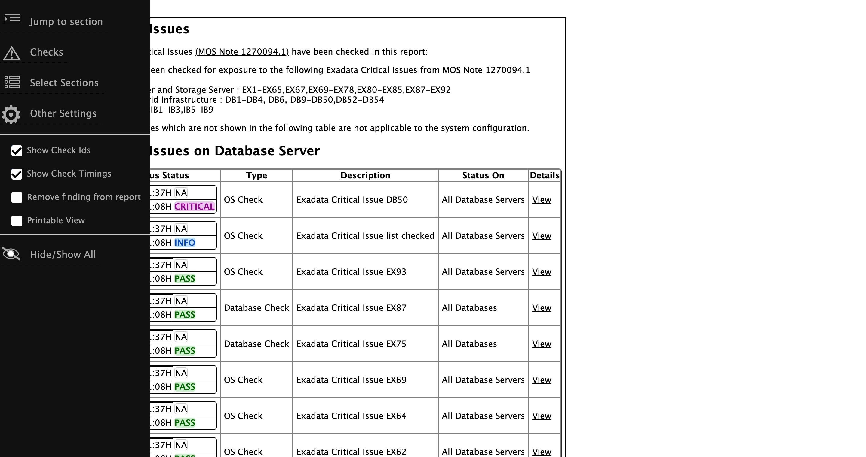 This image illustrates Show Check Timings