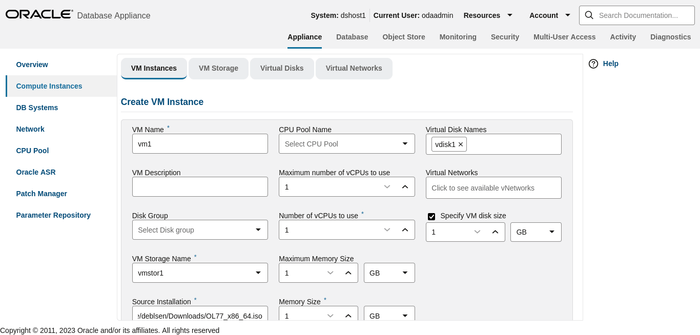 Description of bui_vm_create.png follows Description of bui_vm_create.png follows