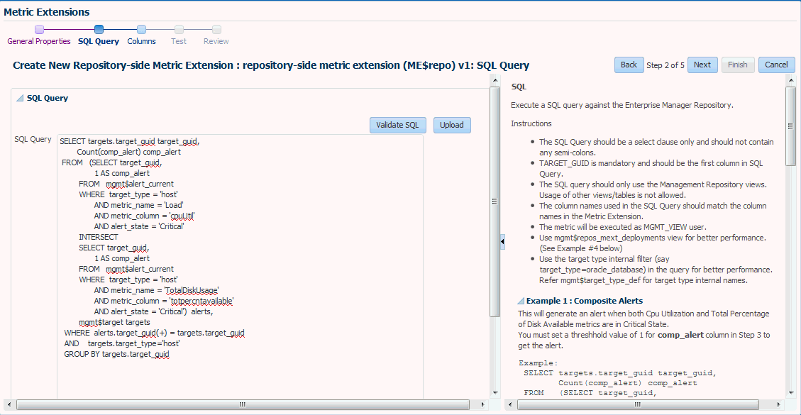 SQL Query page