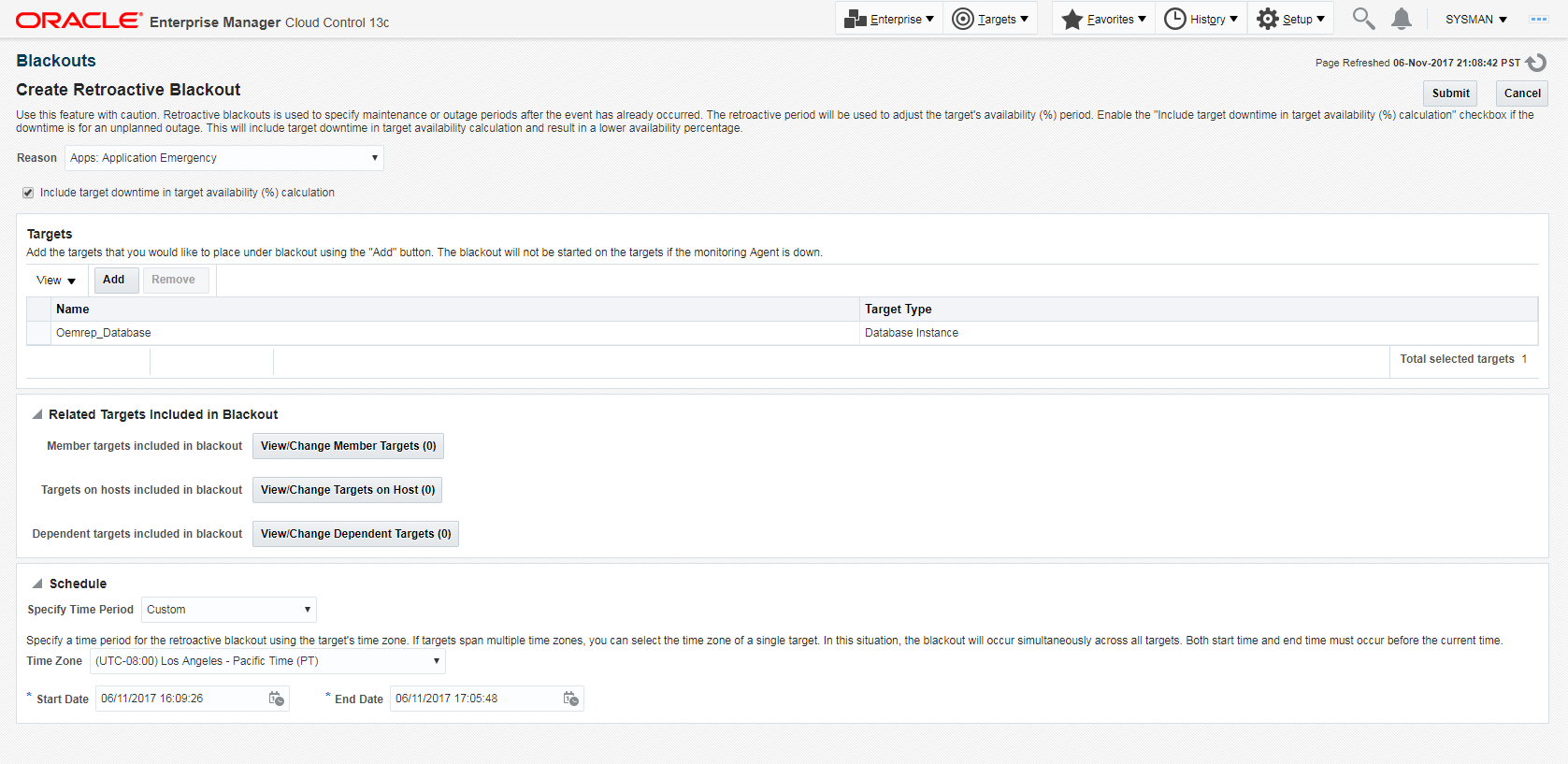 Create Retroactive Blackout page