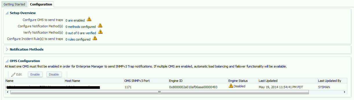 displays the configuration page
