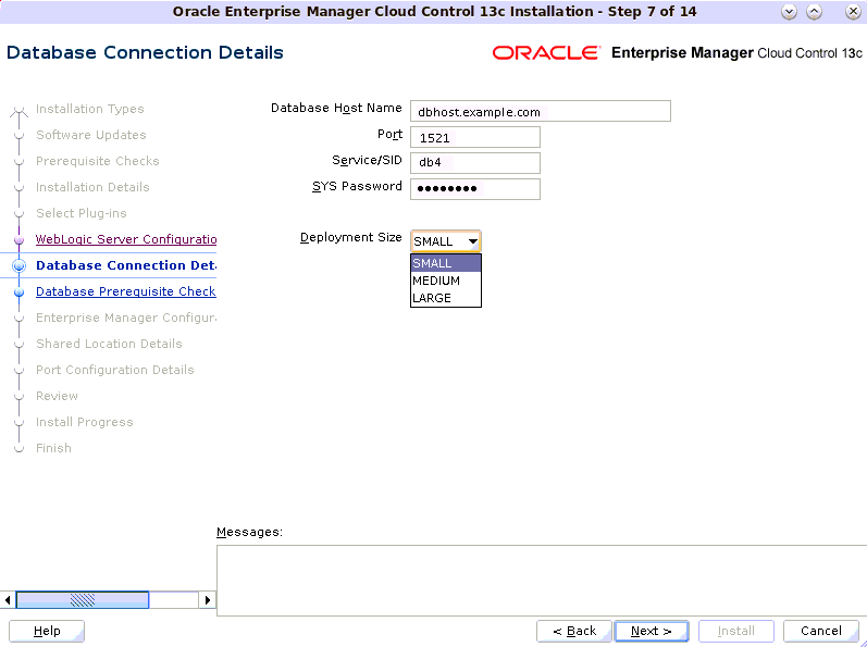 Database Connection Details Screen Database Connection Details Screen