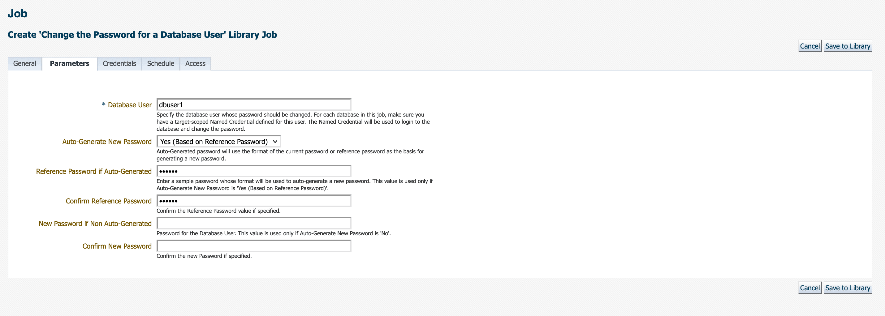 Image shows the DB user reference password. Image shows the DB user reference password.