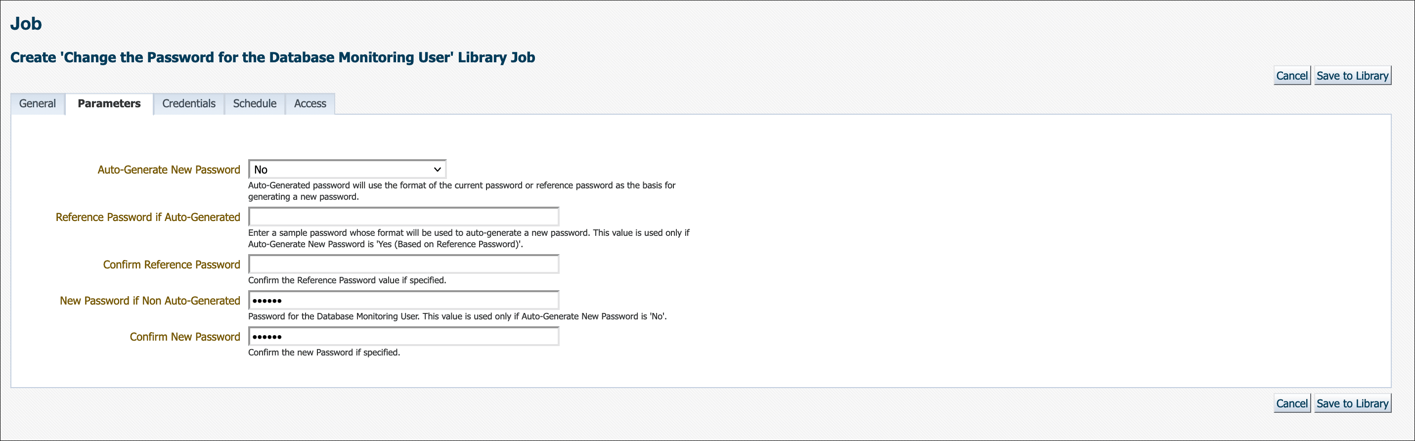 Create Job Parameters Page Create Job Parameters Page
