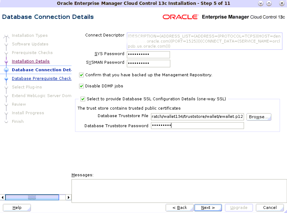 Provide Database Connection Details