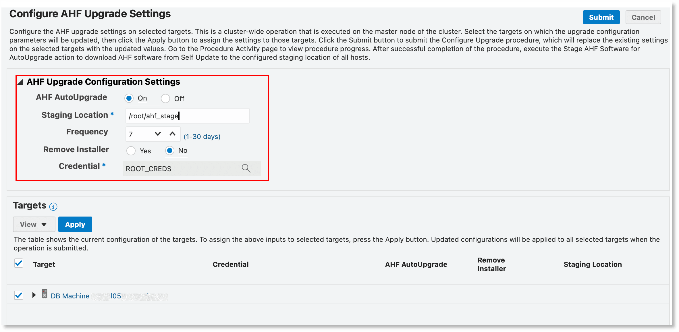 Configure AHF Upgrade Settings Configure AHF Upgrade Settings