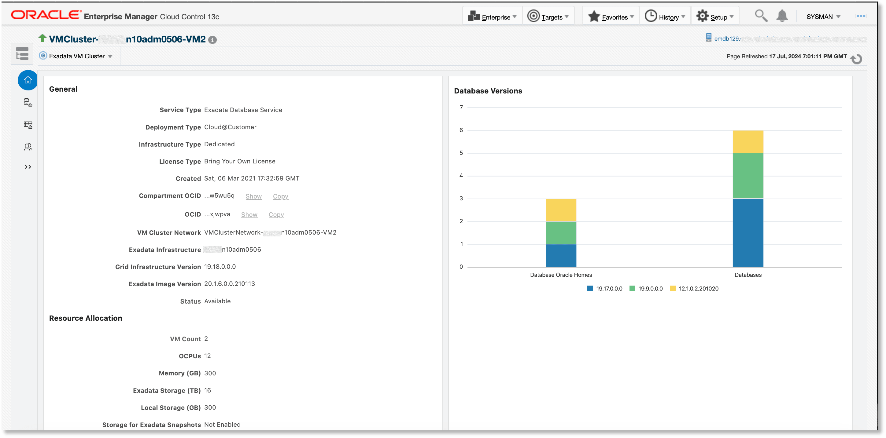 VM Cluster home page VM Cluster home page