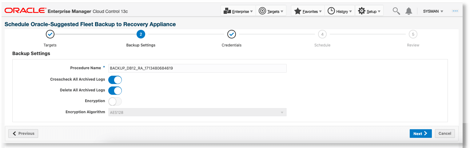 Schedule Backup for Individual Databases - Backup settings page Schedule Backup for Individual Databases - Backup settings page