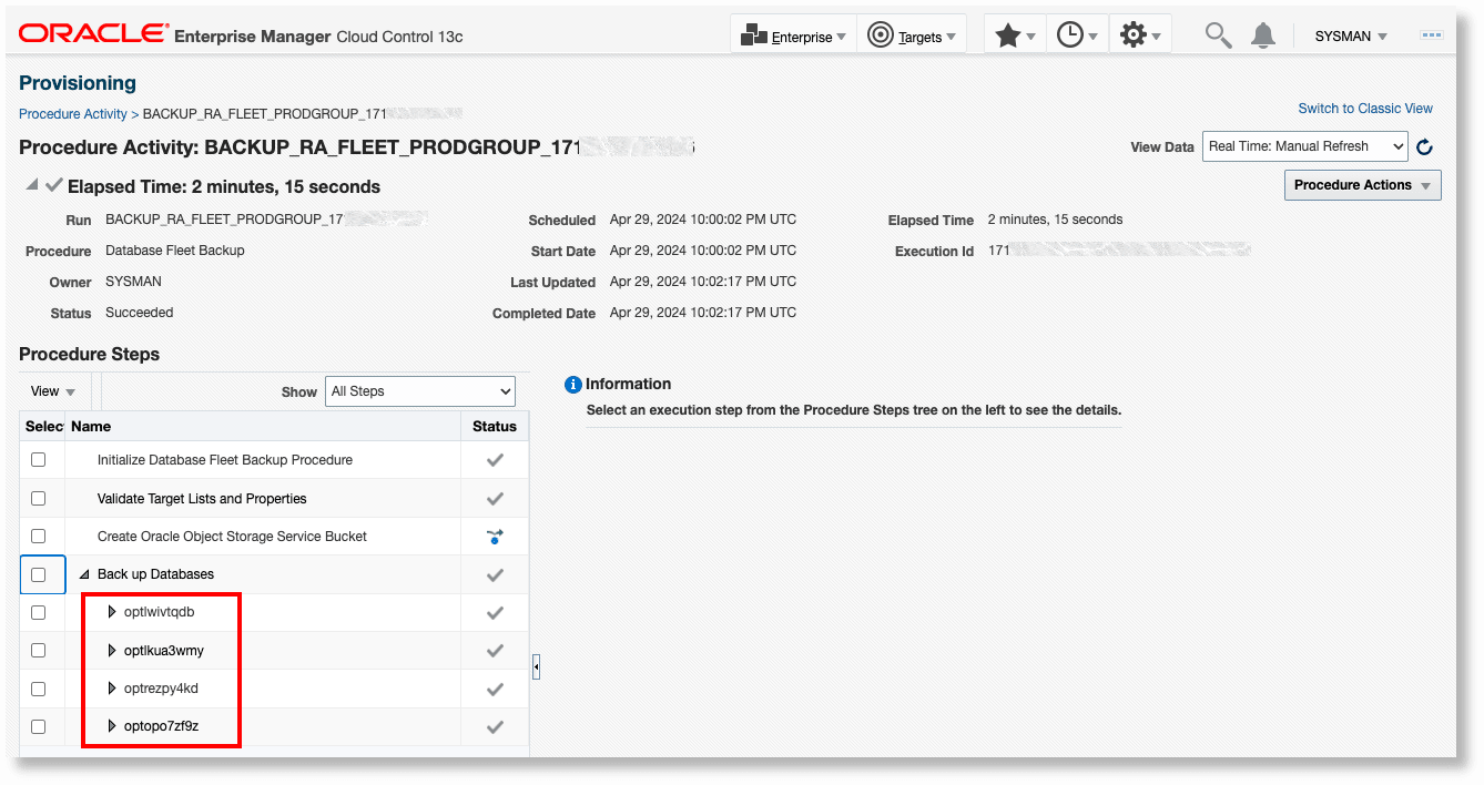 Backup procedure with 4 databases