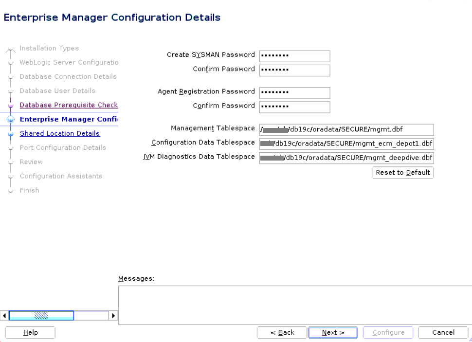Enterprise Manager Configuration Details