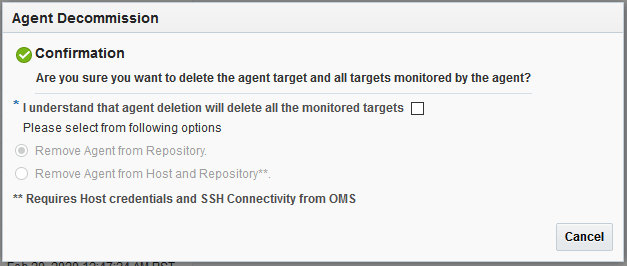 Agent Decommission Confirmation Window Agent Decommission Confirmation Window