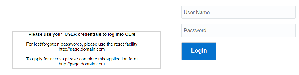 Enterprise Manager Login Page Informational Text Enterprise Manager Login Page Informational Text