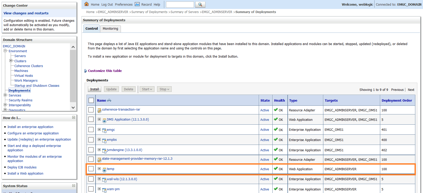 Deploying a Web Application on the Weblogic Server Administration Console Deploying a Web Application on the Weblogic Server Administration Console