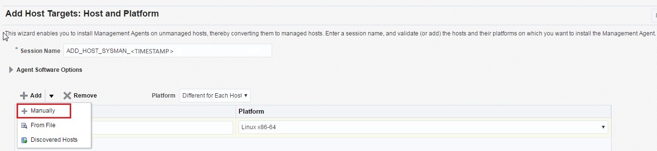 Add Host Targets Screen