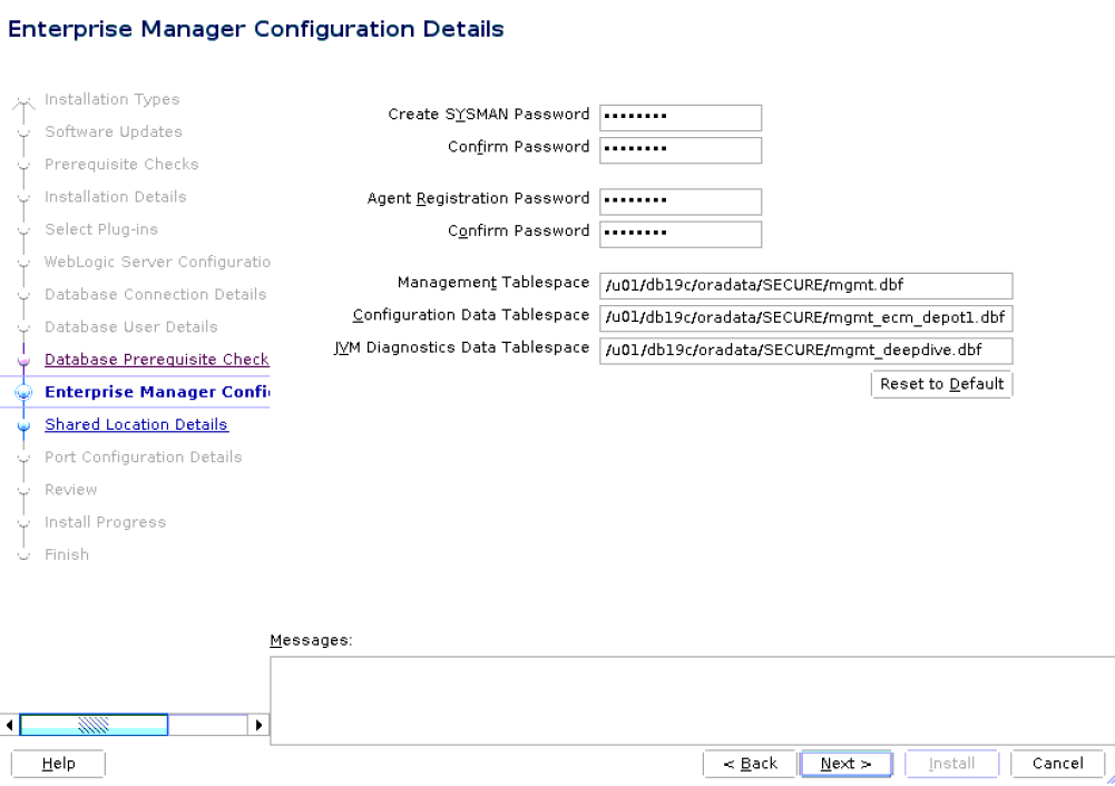 Enterprise Manager Configuration Details Screen for Advanced Installation Enterprise Manager Configuration Details Screen for Advanced Installation