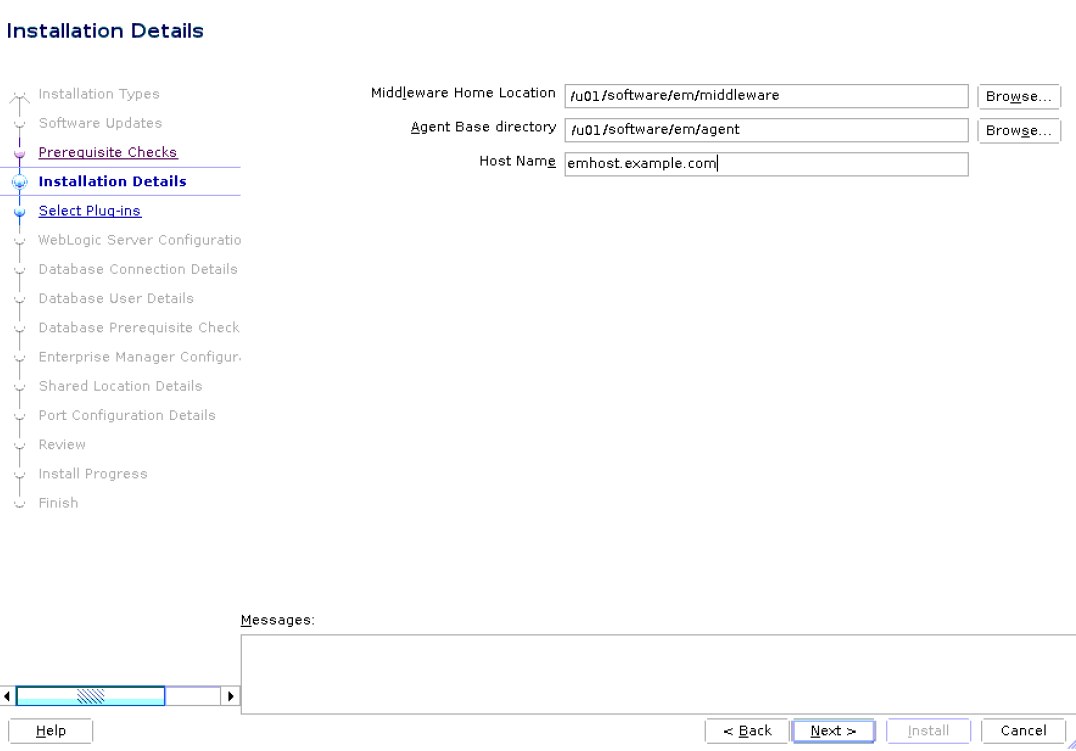 Installation Details Screen for Advanced Installation Installation Details Screen for Advanced Installation