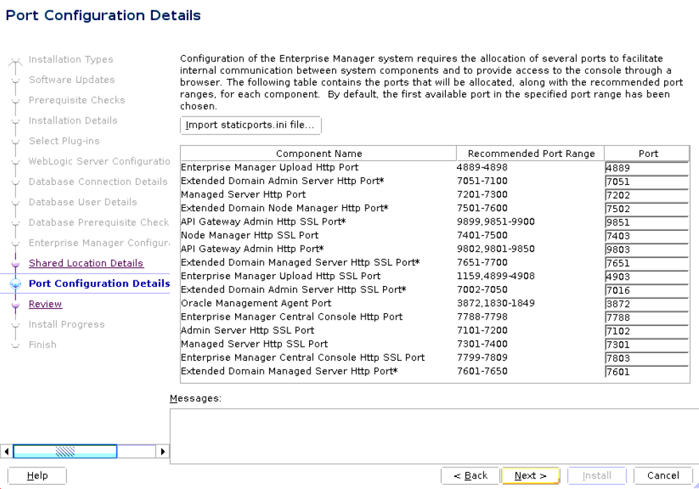 Port Configuration Details Screen for Advanced Installation Port Configuration Details Screen for Advanced Installation