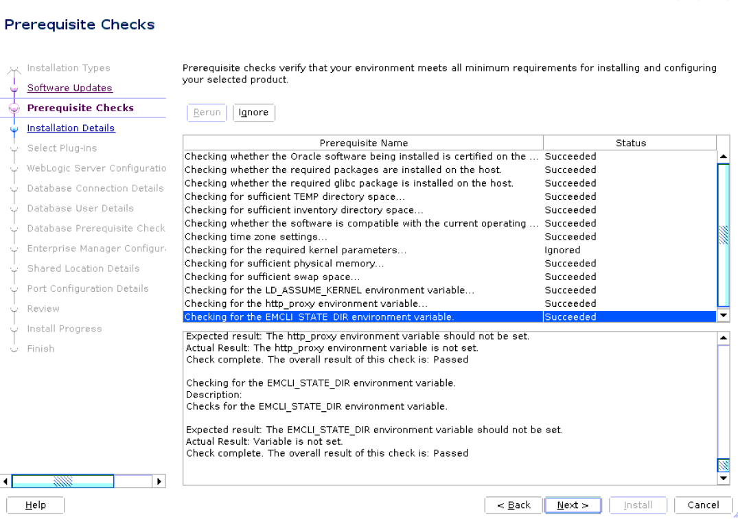 Prerequisites Checks Screen for Advanced Installation Prerequisites Checks Screen for Advanced Installation
