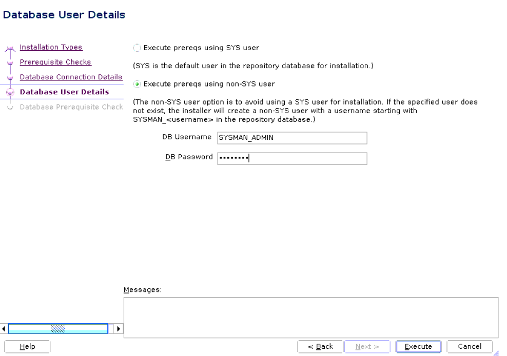 Database User Details for Non-SYS User