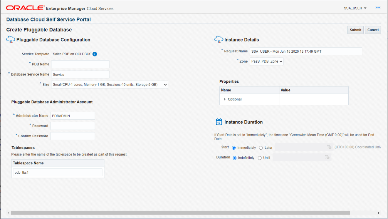 Graphic shows the Create PDB dialog.