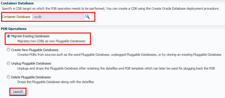 Provision Pluggable Database Console