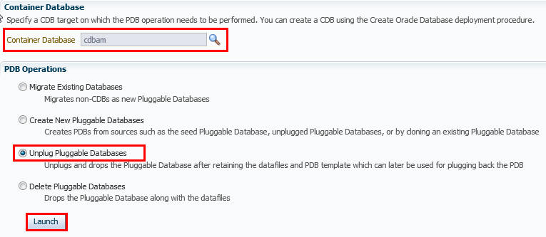 Provision Pluggable Database Console