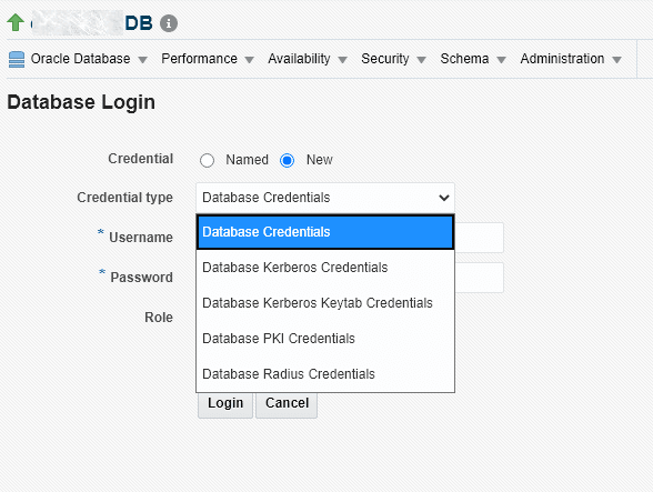 Graphic shows a credential type selector for one-time login. Graphic shows a credential type selector for one-time login.