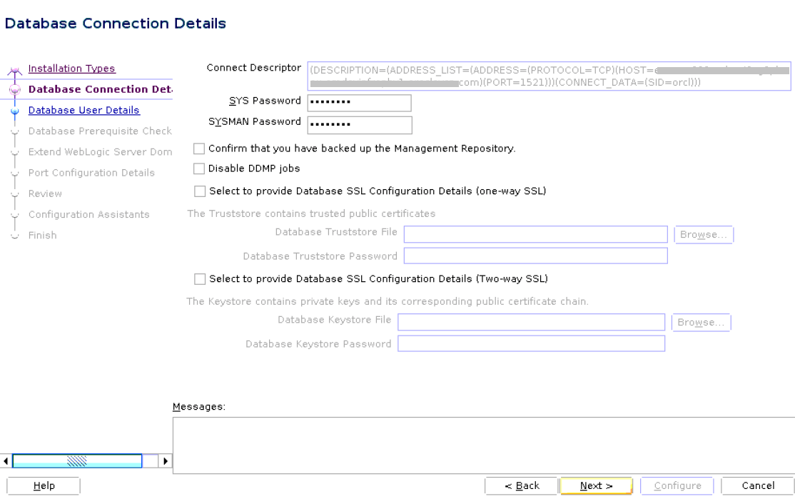 Provide Database Connection Details