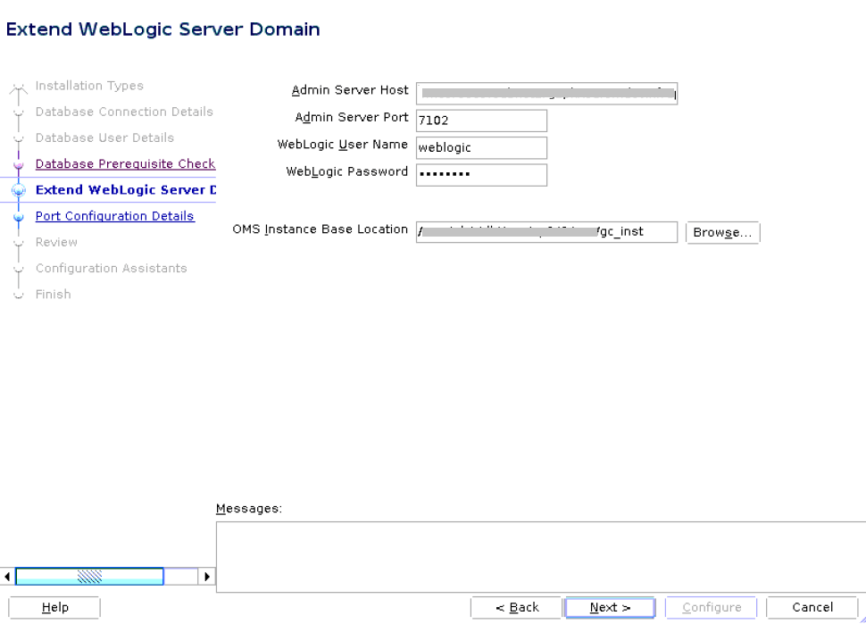 WebLogic Server details