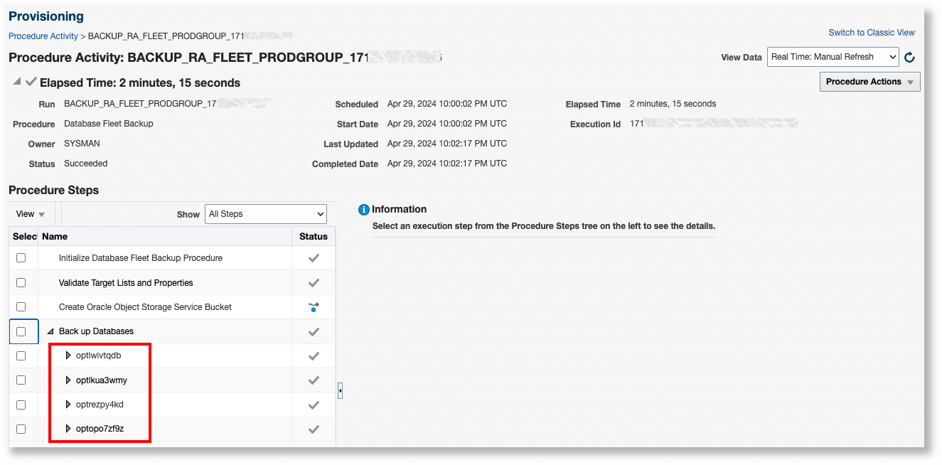 Backup procedure with 4 databases