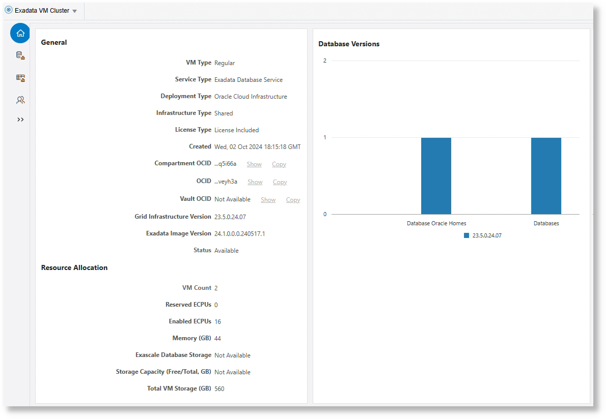 Overview tab for EXADB-XS Overview tab for EXADB-XS