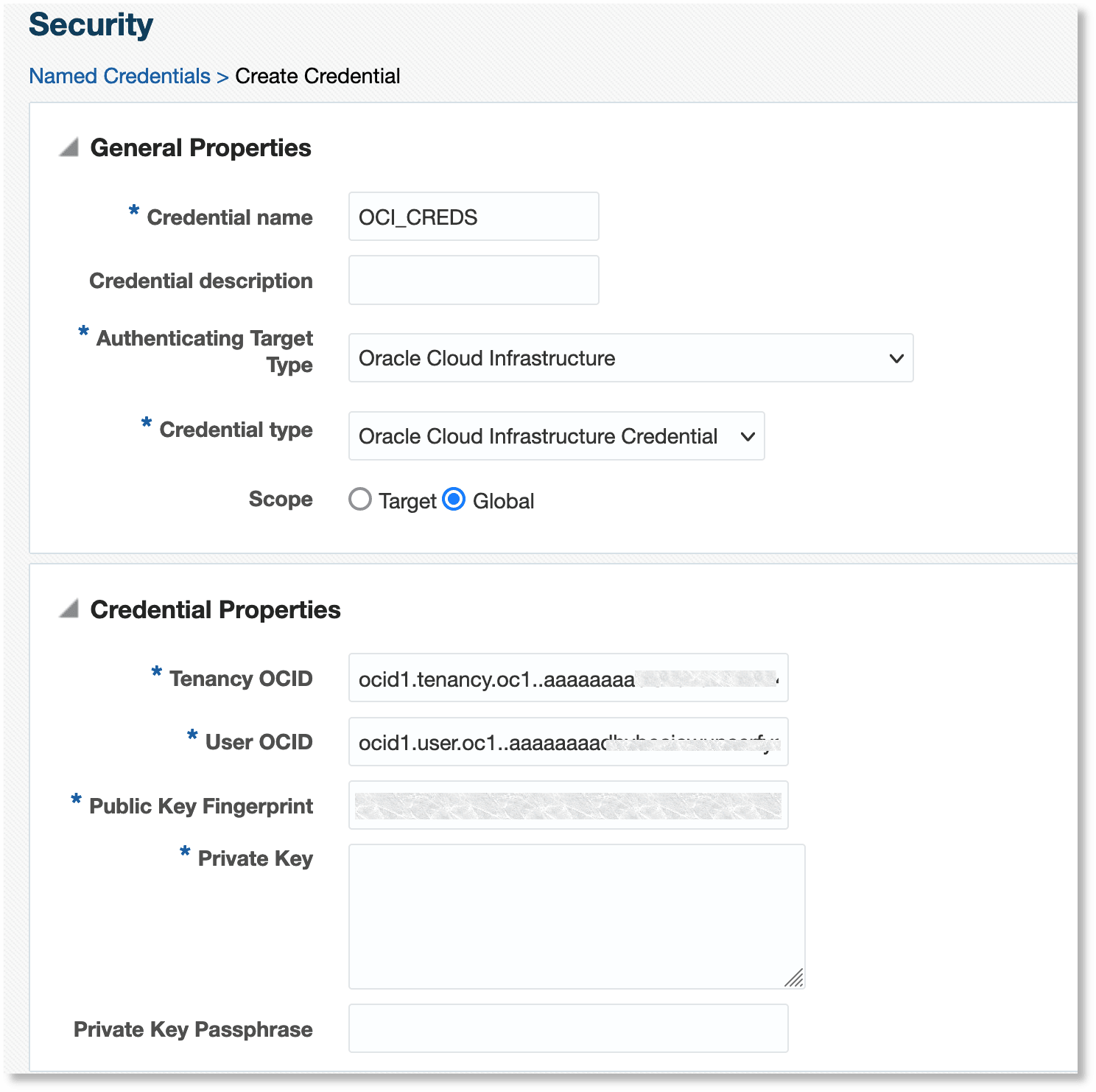 OCI Named Credentials
