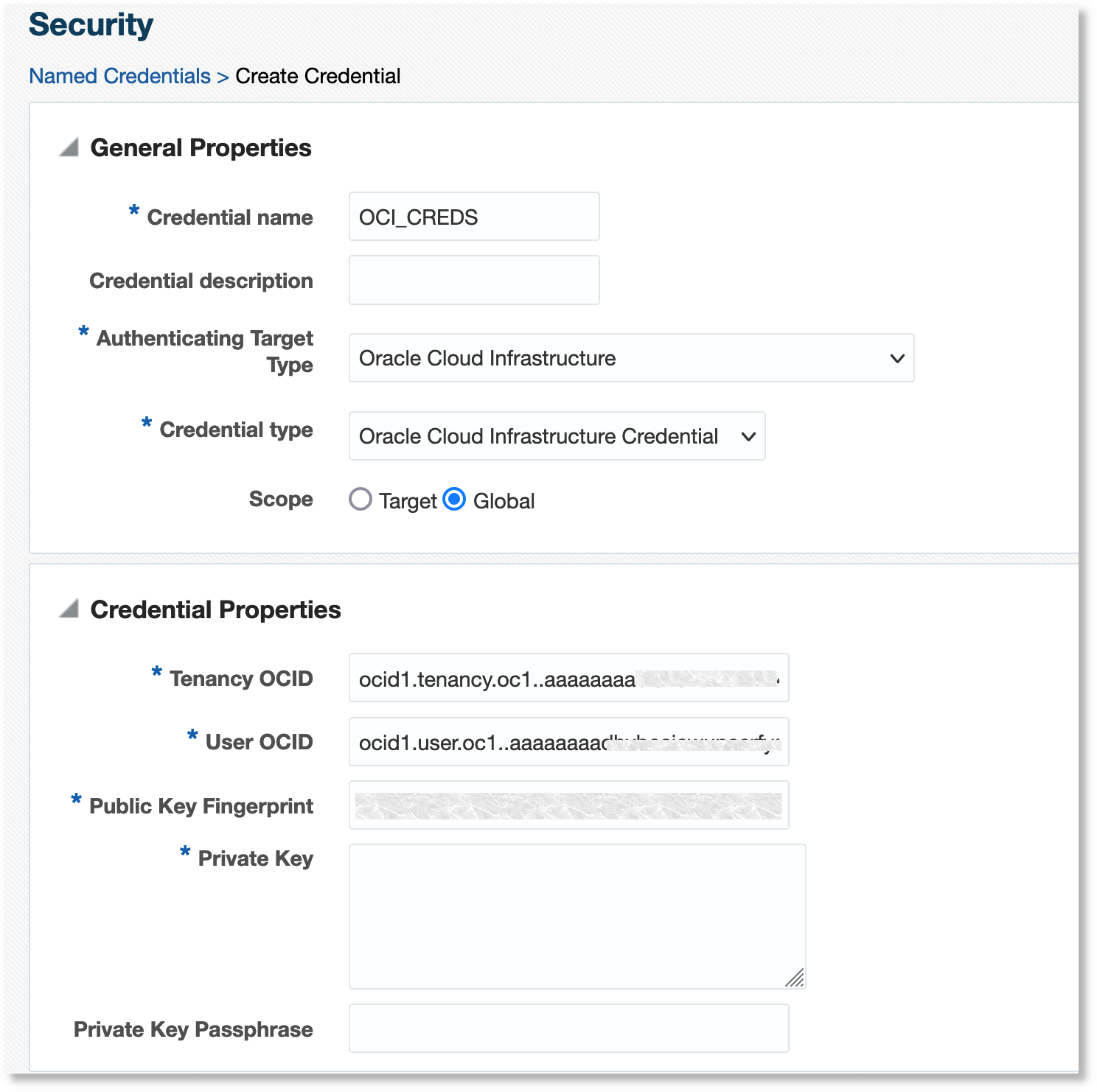 OCI Named Credentials