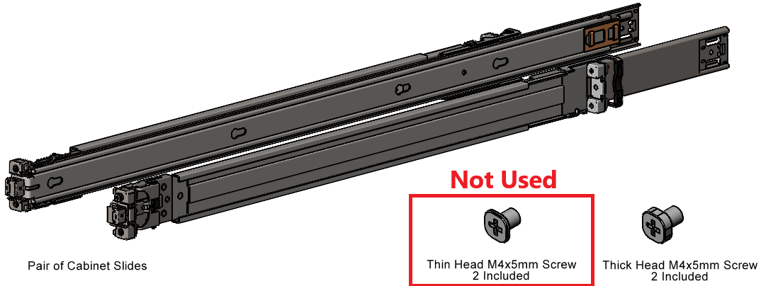 Figure showing the contents of the rackmount kit.