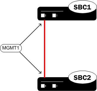 This diagram shows the Mgmt1 connections between two SBCs. This diagram shows the Mgmt1 connections between two SBCs.