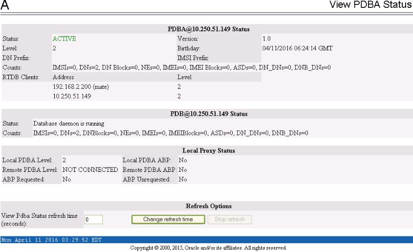 View PDBA Status Screen