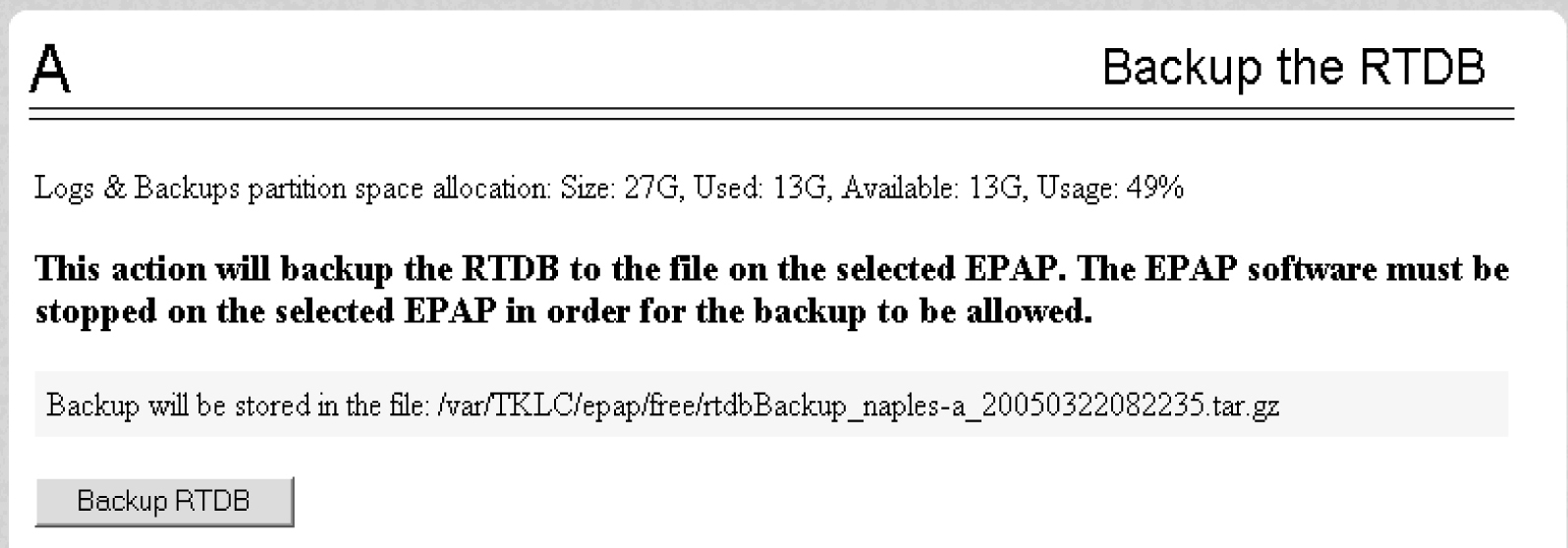 Backup the RTDB