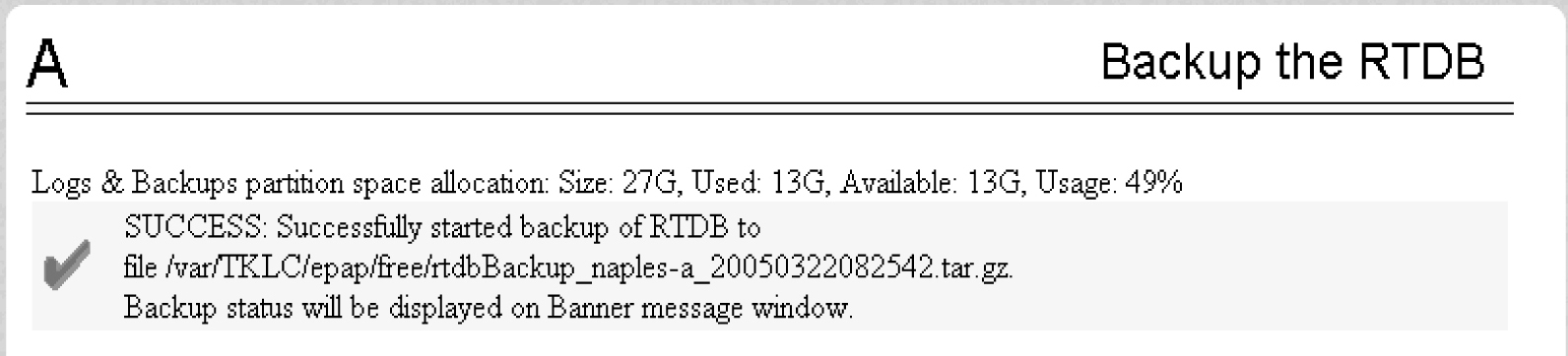 Backup the RTDB - Success