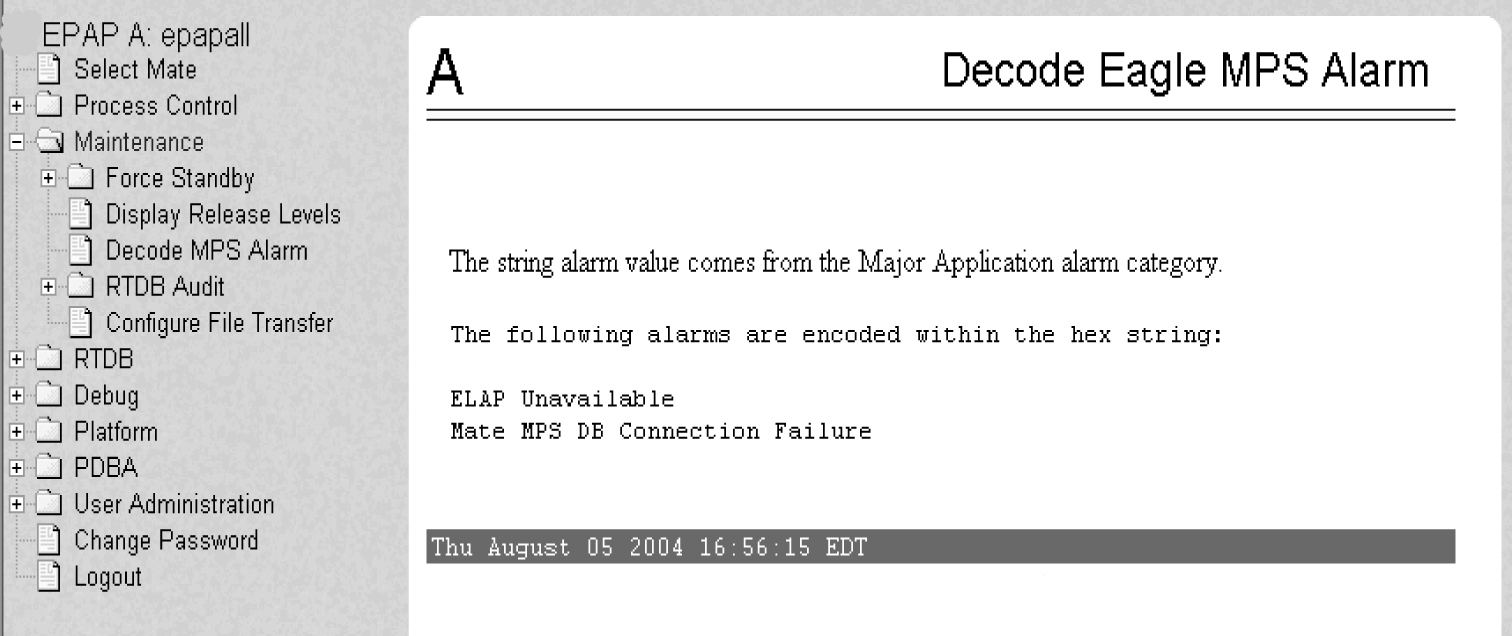 Decoded MPS Alarm Information