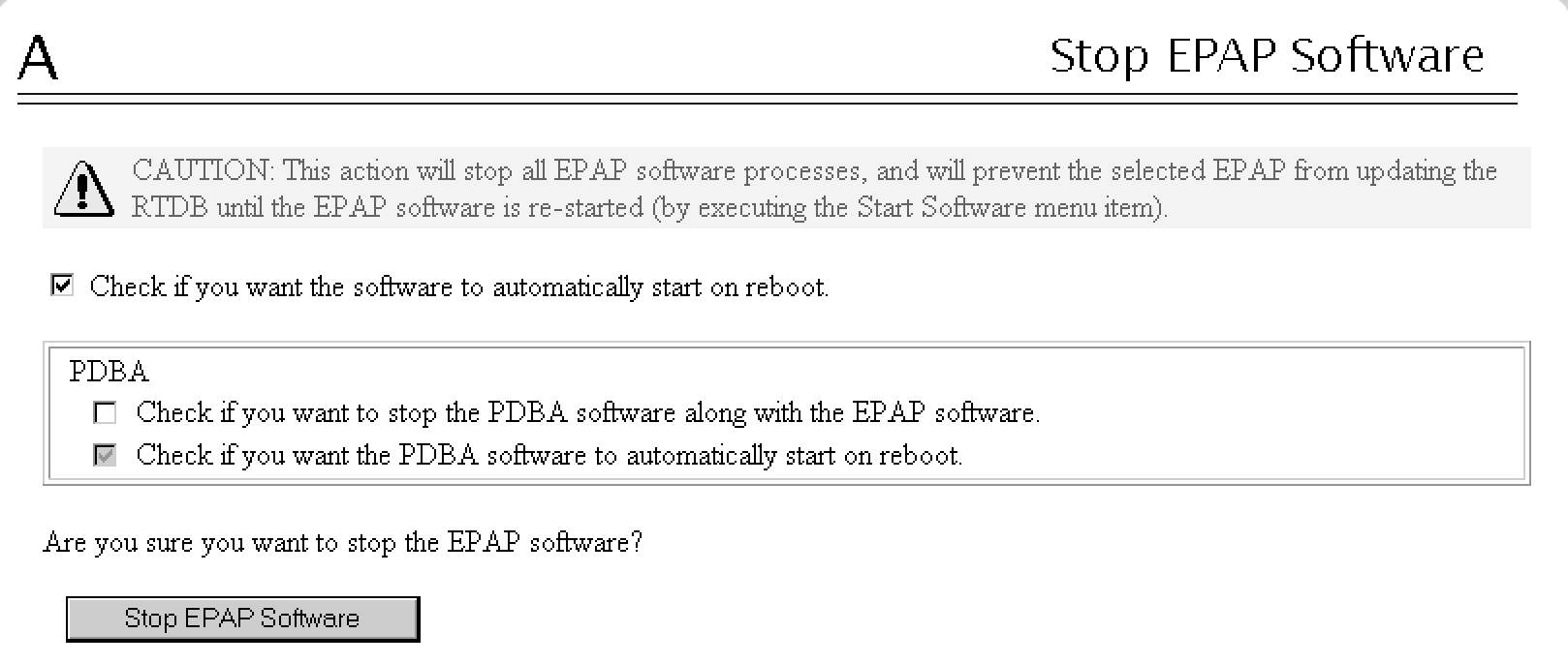 Stop Software Confirmation