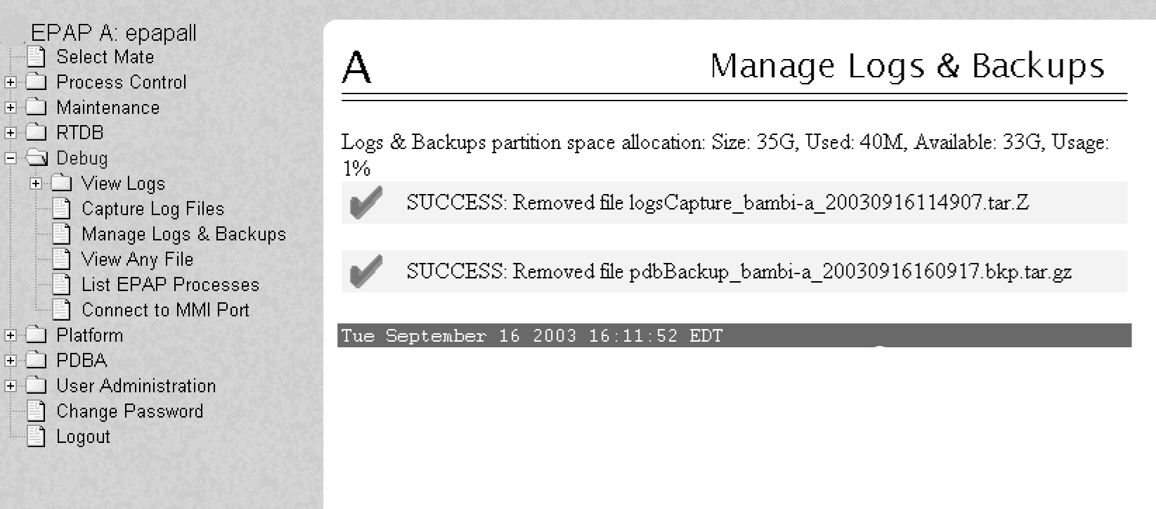 Delete Log Files Success