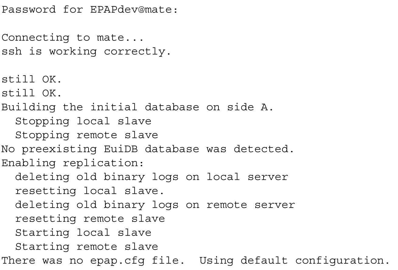Entering the epapdev Password