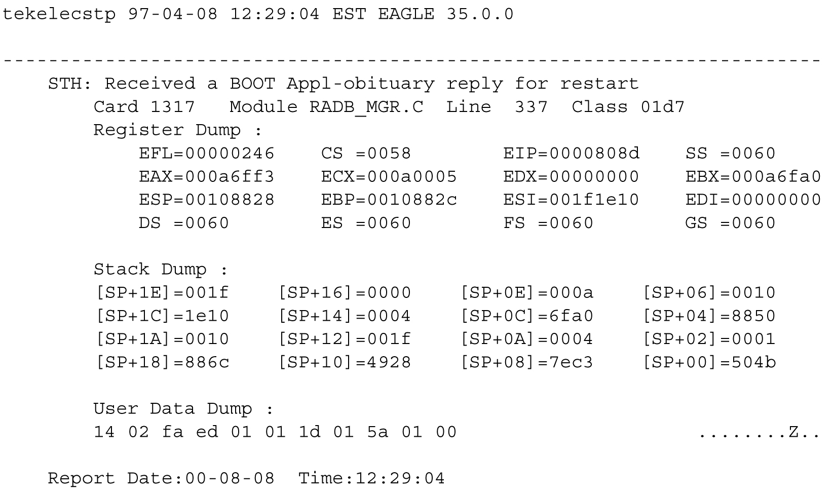 Obit Message for Abort of Card Loading