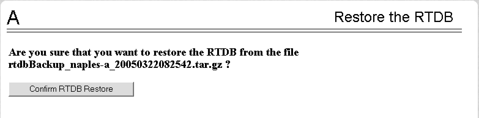 Restore the RTDB Confirm