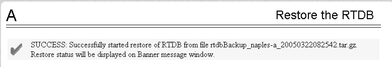 Restore the RTDB - Success
