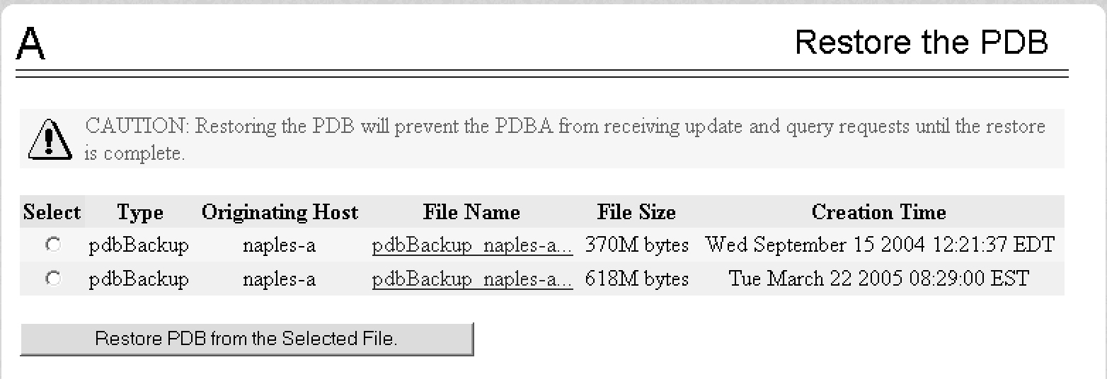 Restoring the PDB
