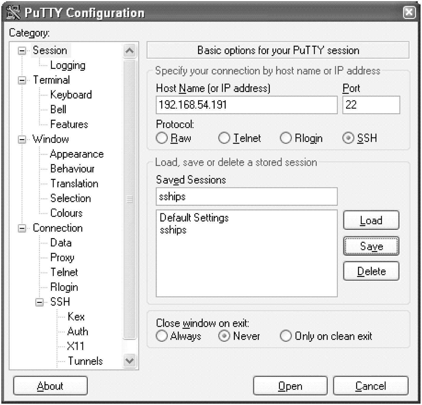 img/t_set_up_secure_telnet_connection_putty_dbadmin_sys_mgt-fig1.jpg